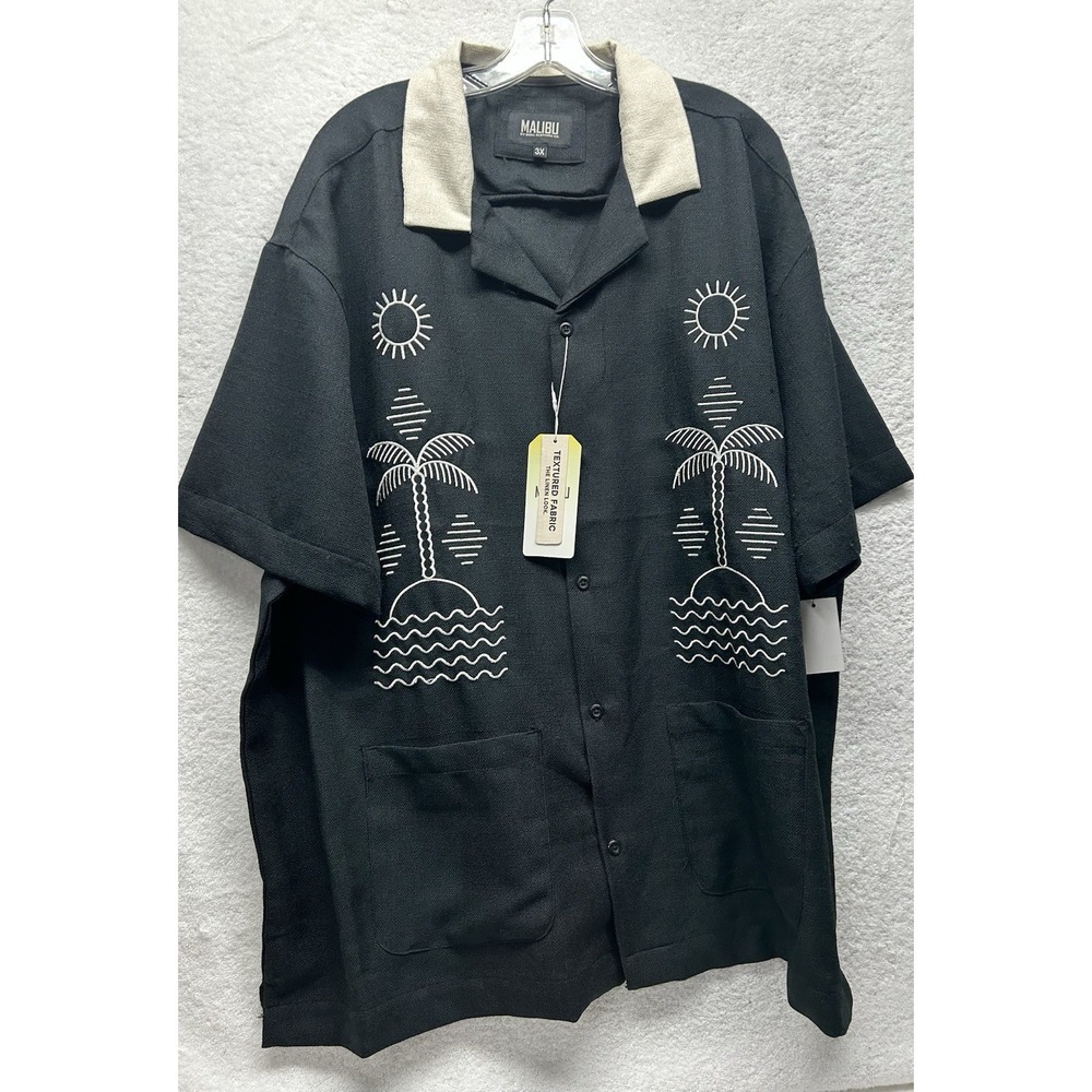 Malibu by Drill Clothing The Linen Look Textured Fabric Men's 3X Black Shirt(E2)